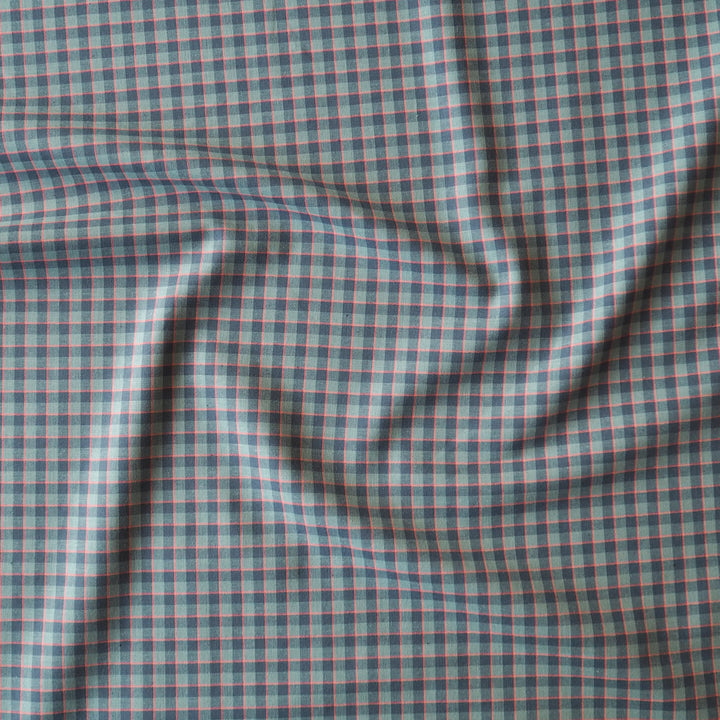 Tealberry Check Yarn Dyed Cotton Fabric for dressmaking