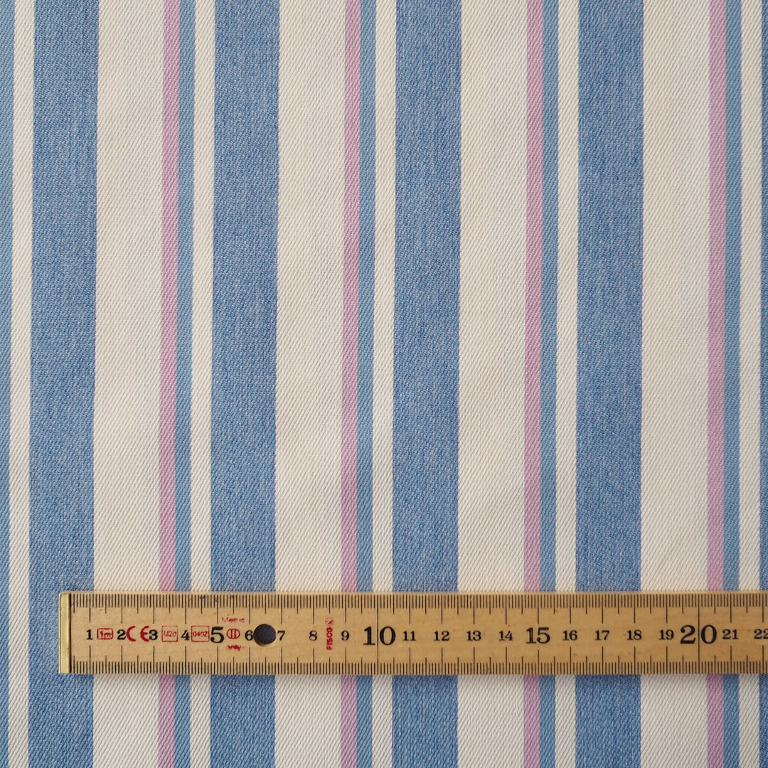 Deckchair Stripes Yarn Dyed Lightweight Cotton Denim Fabric for dressmaking