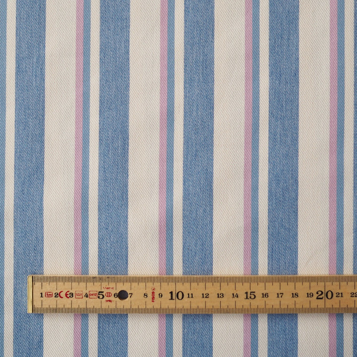 Deckchair Stripes Yarn Dyed Lightweight Cotton Denim Fabric for dressmaking