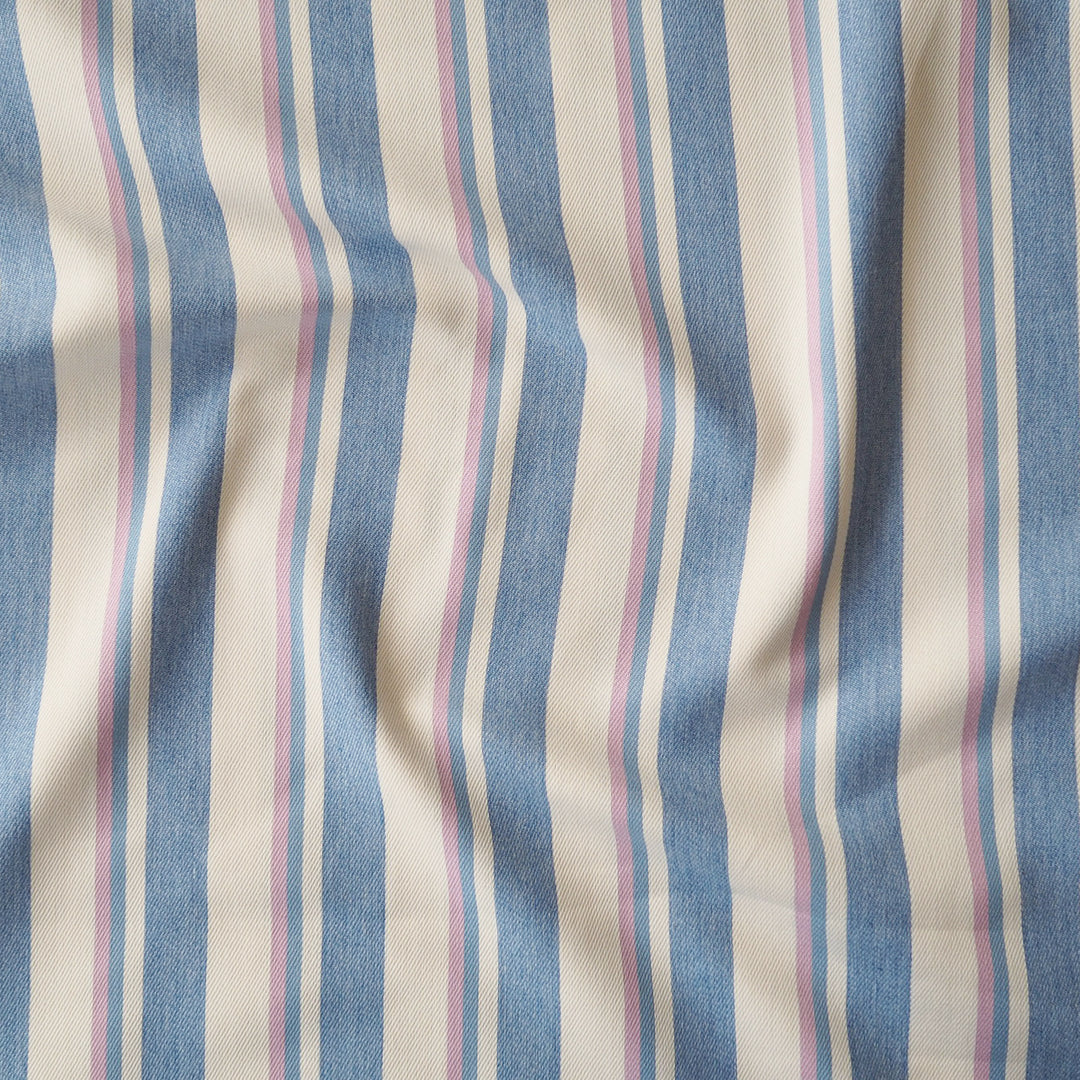Deckchair Stripes Yarn Dyed Lightweight Cotton Denim Fabric for dressmaking