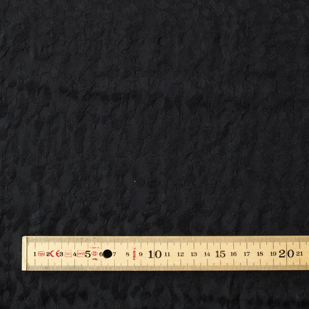 Black Leopard Viscose Jacquard Fabric for dressmaking