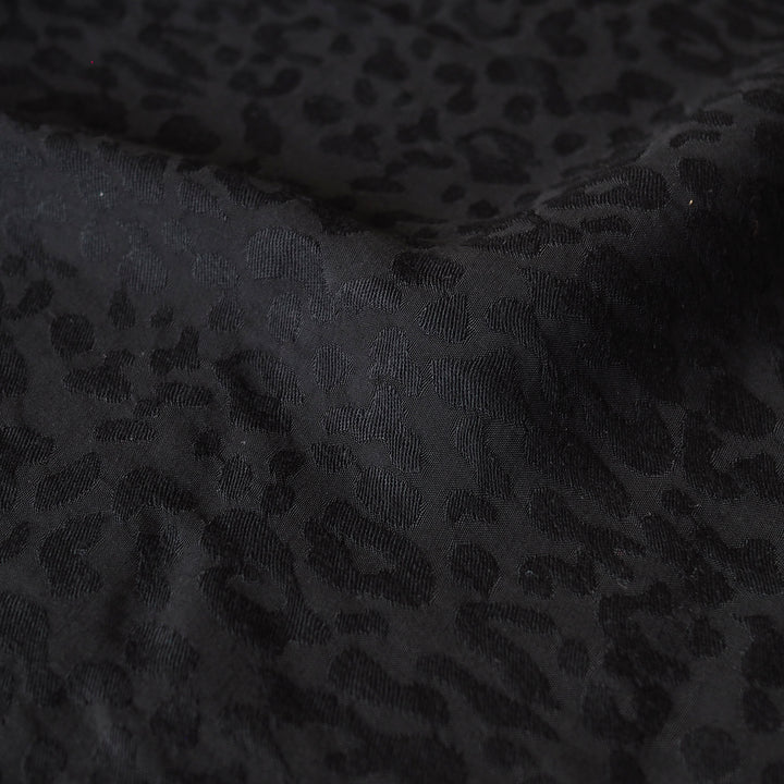 Black Leopard Viscose Jacquard Fabric for dressmaking