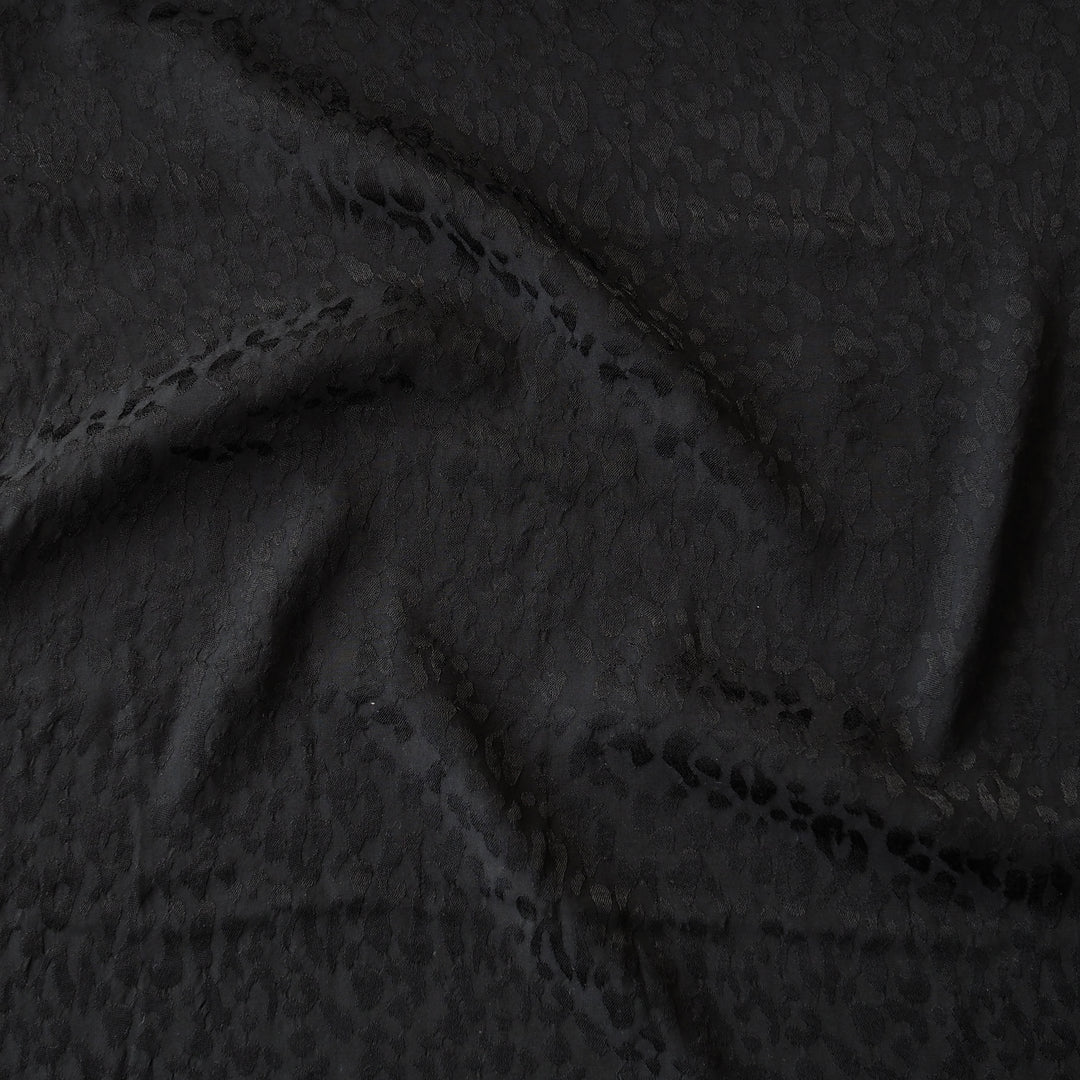 Black Leopard Viscose Jacquard Fabric for dressmaking