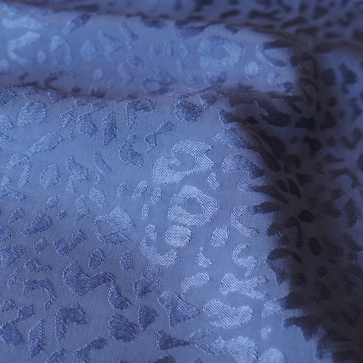 Periwinkle Leopard Viscose Jacquard Fabric for dressmaking