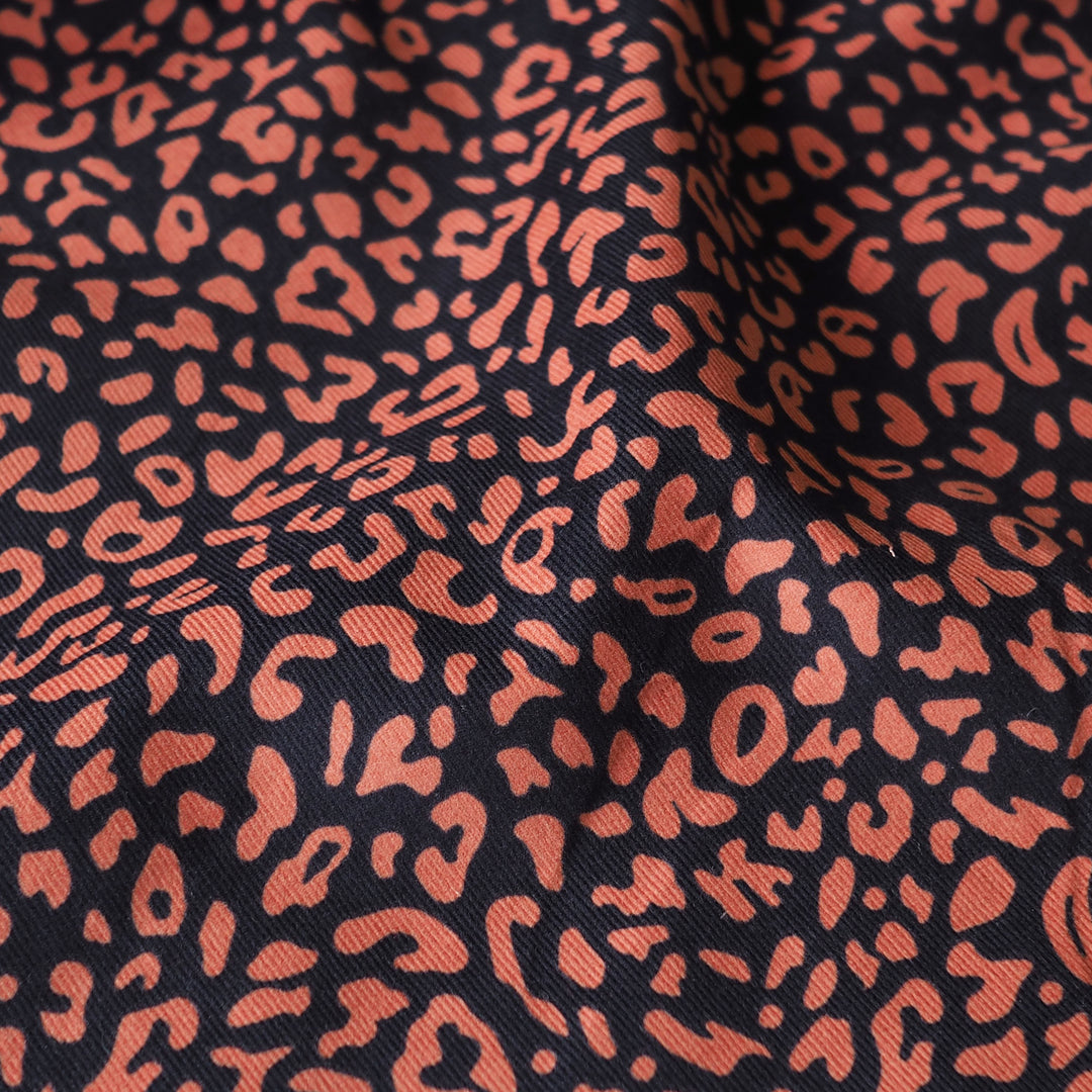 Coral Safari Cotton Babycord Fabric for dressmaking