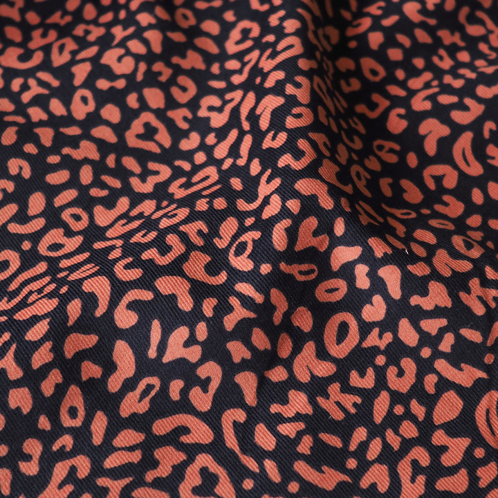 Coral Safari Cotton Babycord Fabric for dressmaking
