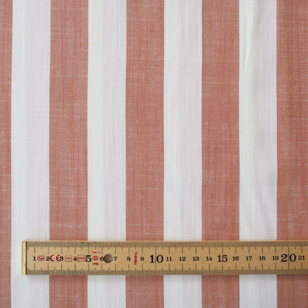 Soft Red Wide Stripe Yarn Dyed Viscose Fabric for dressmaking