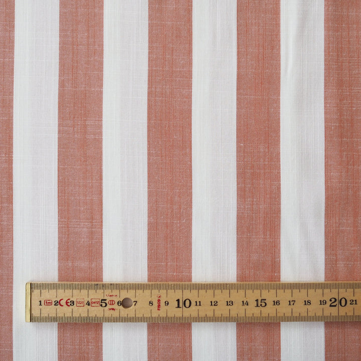 Soft Red Wide Stripe Yarn Dyed Viscose Fabric for dressmaking