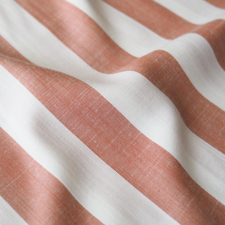 Soft Red Wide Stripe Yarn Dyed Viscose Fabric for dressmaking