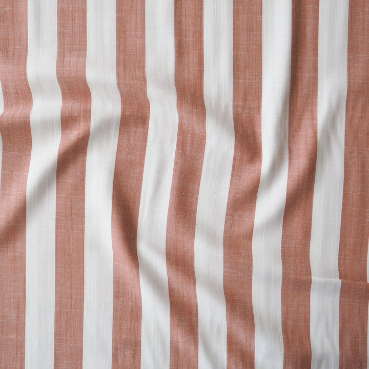 Soft Red Wide Stripe Yarn Dyed Viscose Fabric for dressmaking