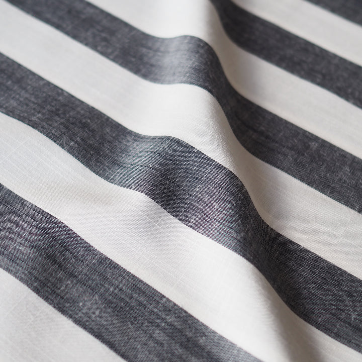 Soft Charcoal Wide Stripe Yarn Dyed Viscose Fabric for dressmaking