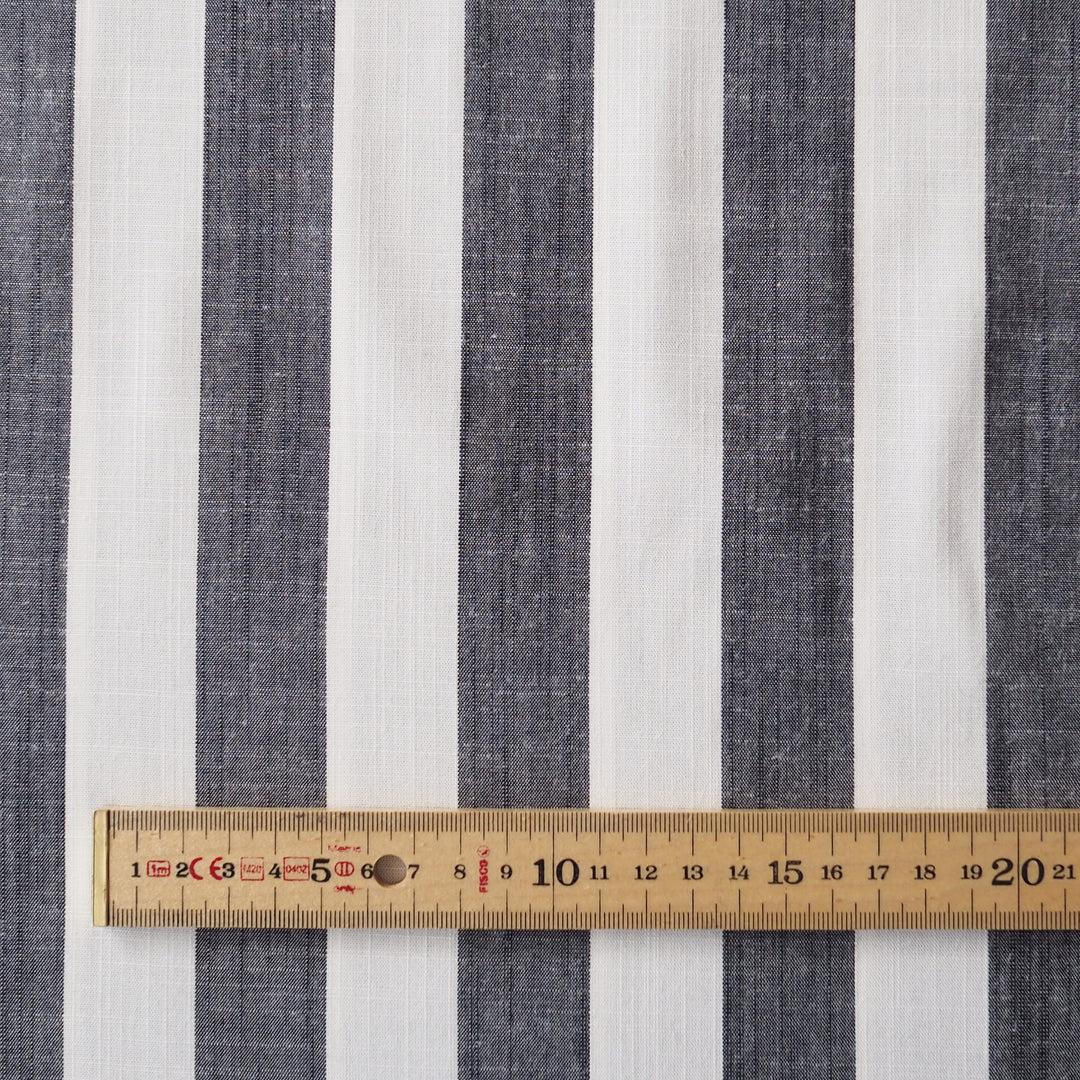 Soft Charcoal Wide Stripe Yarn Dyed Viscose Fabric for dressmaking