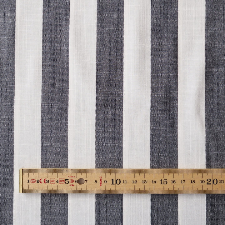 Soft Charcoal Wide Stripe Yarn Dyed Viscose Fabric for dressmaking
