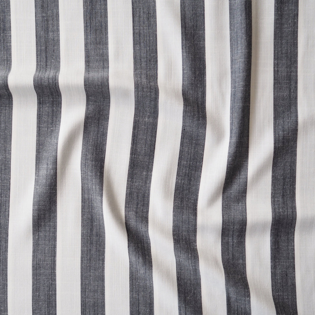 Soft Charcoal Wide Stripe Yarn Dyed Viscose Fabric for dressmaking