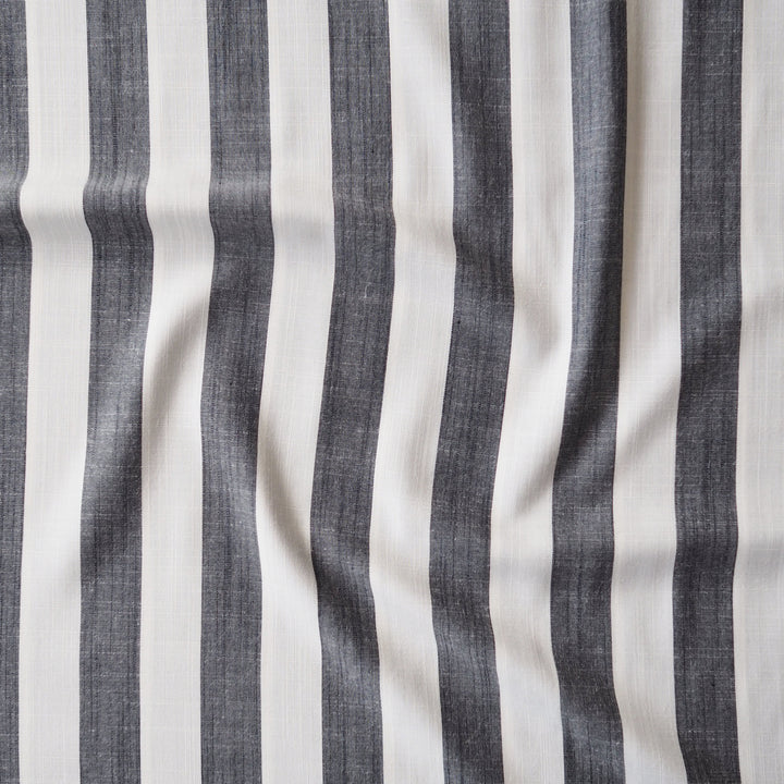 Soft Charcoal Wide Stripe Yarn Dyed Viscose Fabric for dressmaking