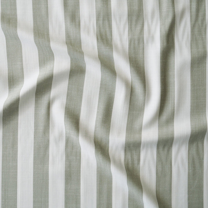Soft Green Wide Stripe Yarn Dyed Viscose Fabric for dressmaking