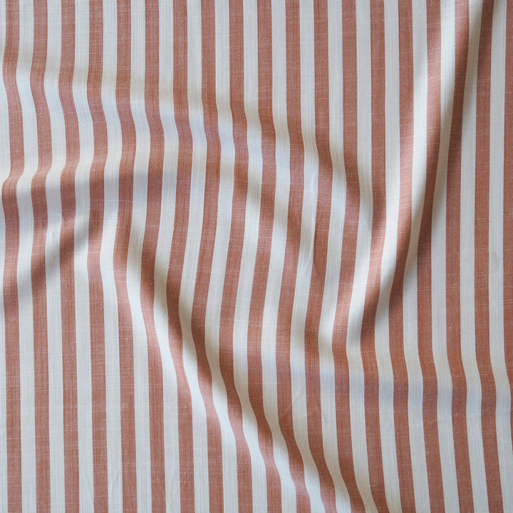 Soft Red Narrow Stripe Yarn Dyed Viscose Fabric for dressmaking