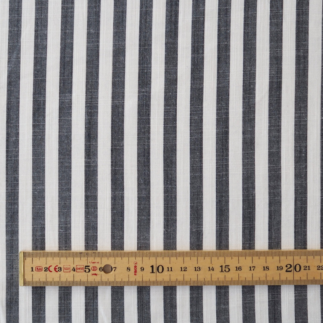 Soft Charcoal Narrow Stripe Yarn Dyed Viscose Fabric for dressmaking
