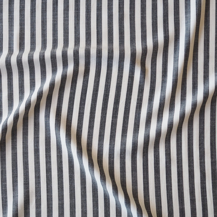 Soft Charcoal Narrow Stripe Yarn Dyed Viscose Fabric for dressmaking