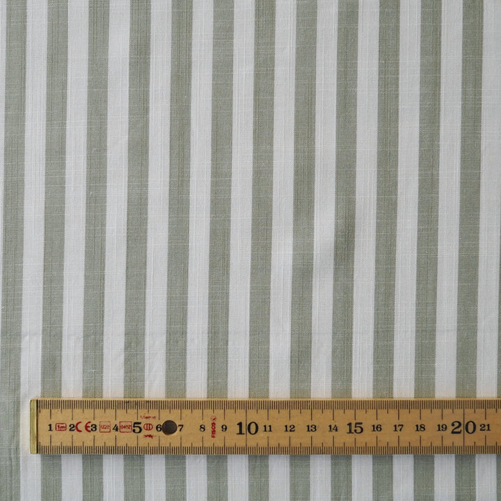 Soft Green Narrow Stripe Yarn Dyed Viscose Fabric for dressmaking