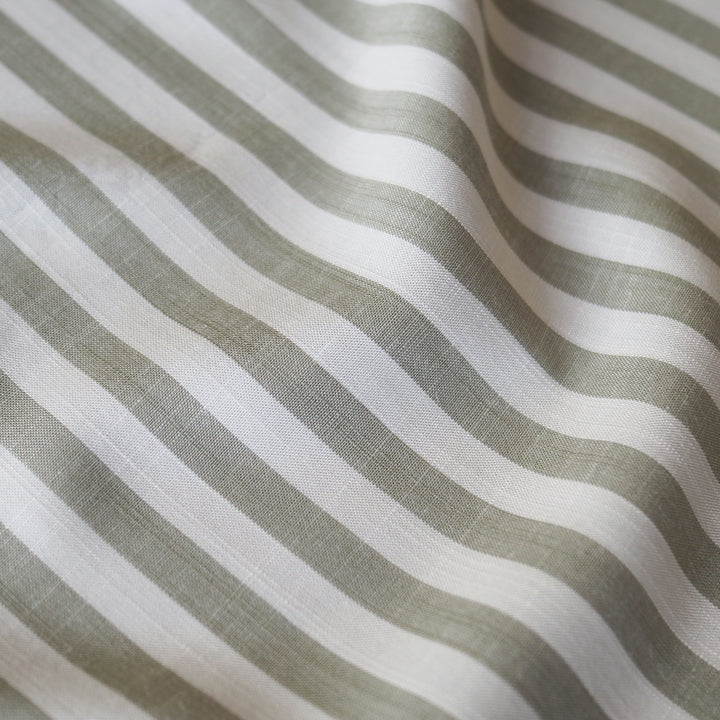 Soft Green Narrow Stripe Yarn Dyed Viscose Fabric for dressmaking