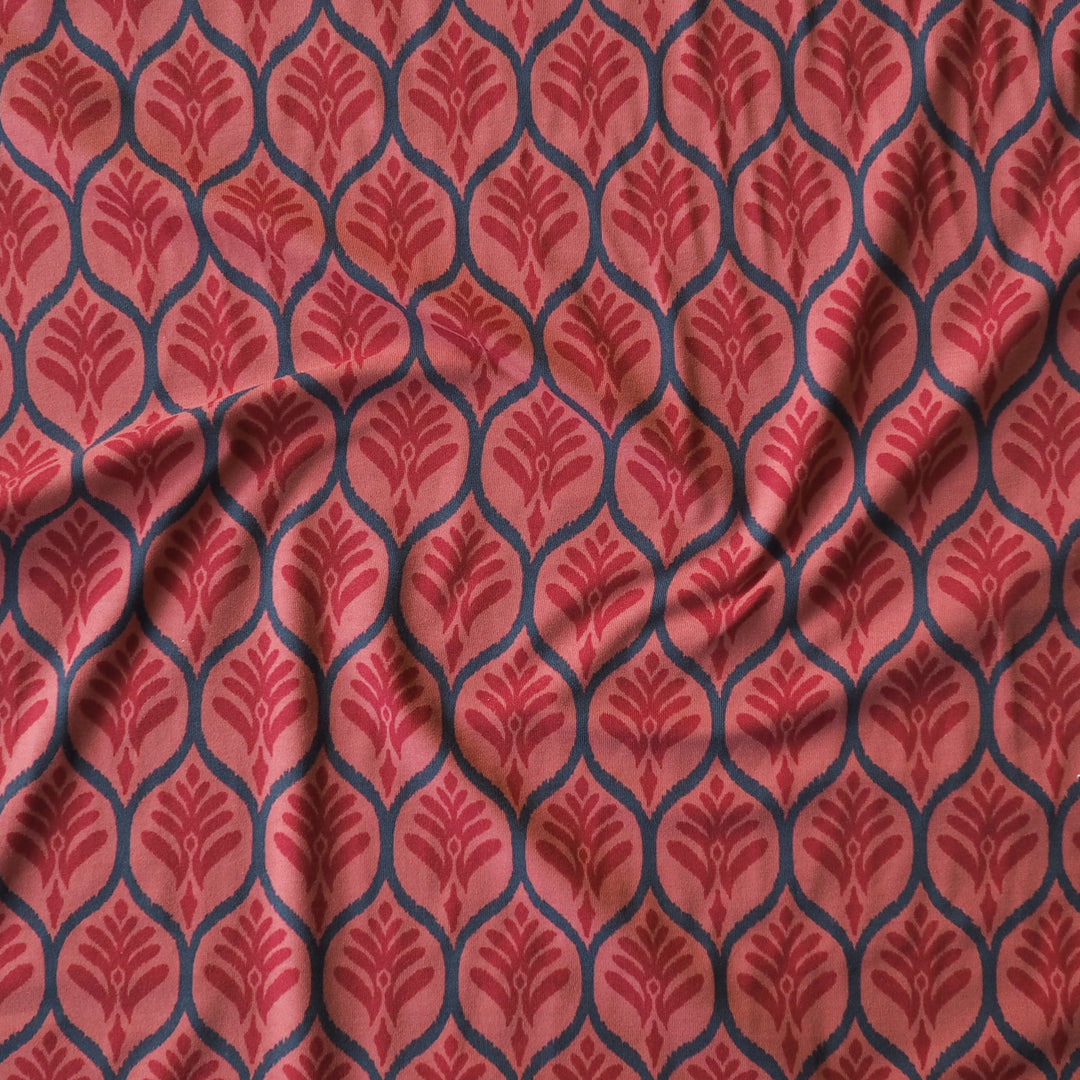 Scandi Floral Tile Cotton Jersey Fabric for dressmaking