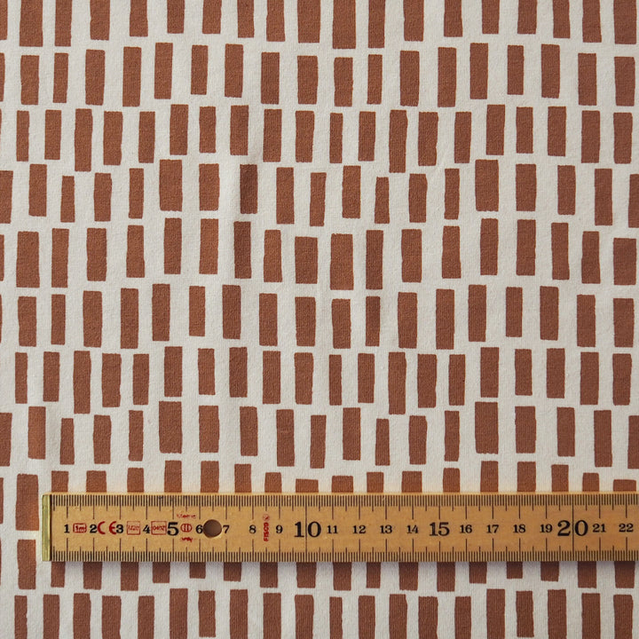 Toasted Grid Organic Cotton Jersey Fabric for dressmaking