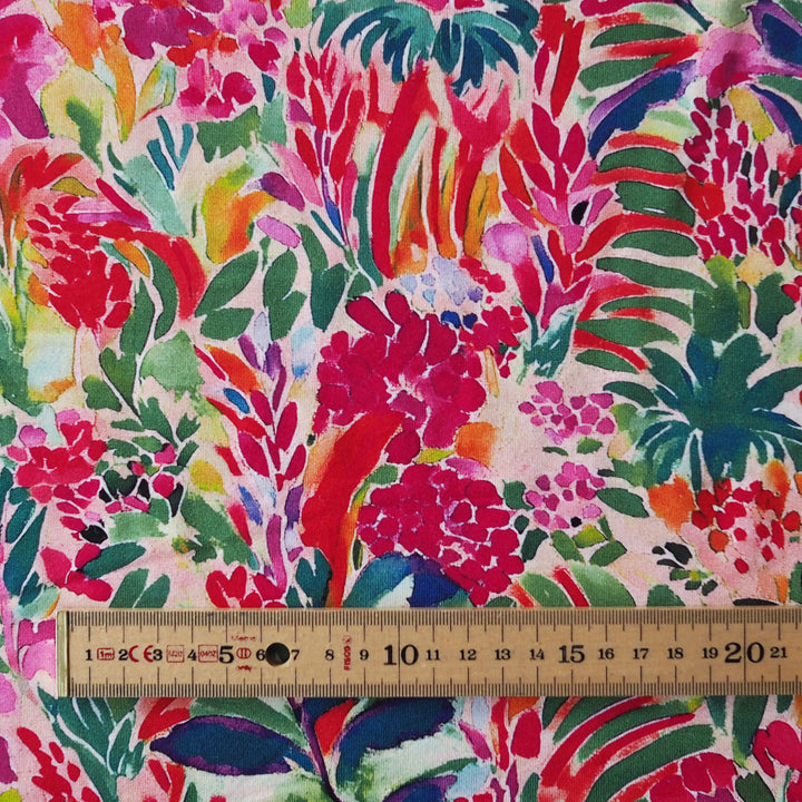 Summer Garden Viscose Jersey Fabric for dressmaking
