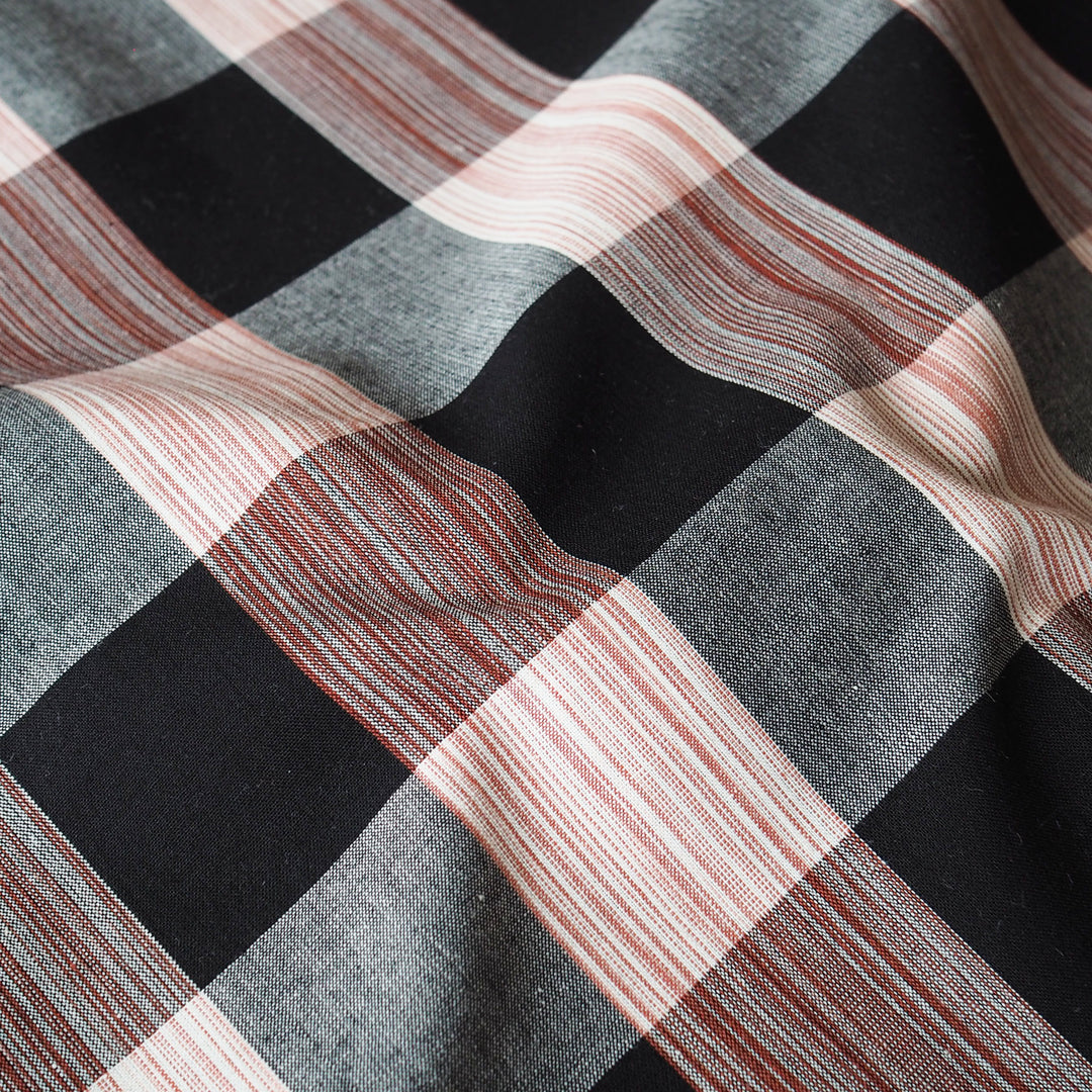 Ruby Linear Plaid Japanese Cotton Fabric for dressmaking
