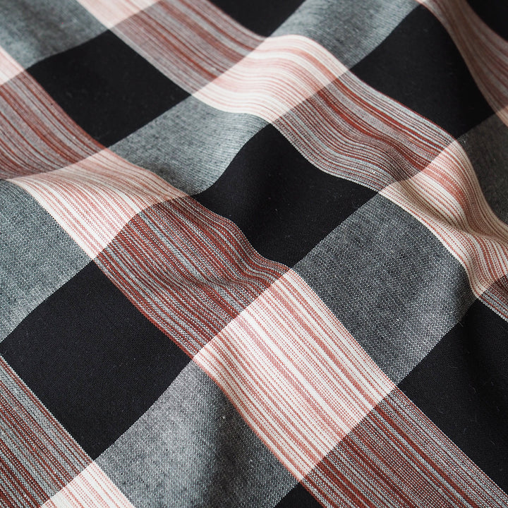Ruby Linear Plaid Japanese Cotton Fabric for dressmaking