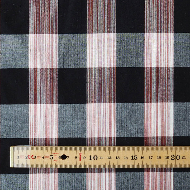 Ruby Linear Plaid Japanese Cotton Fabric for dressmaking