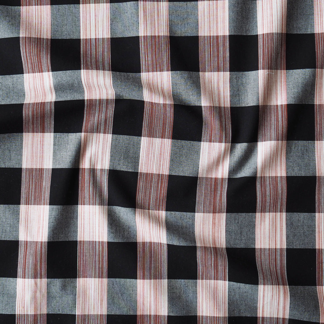 Ruby Linear Plaid Japanese Cotton Fabric for dressmaking