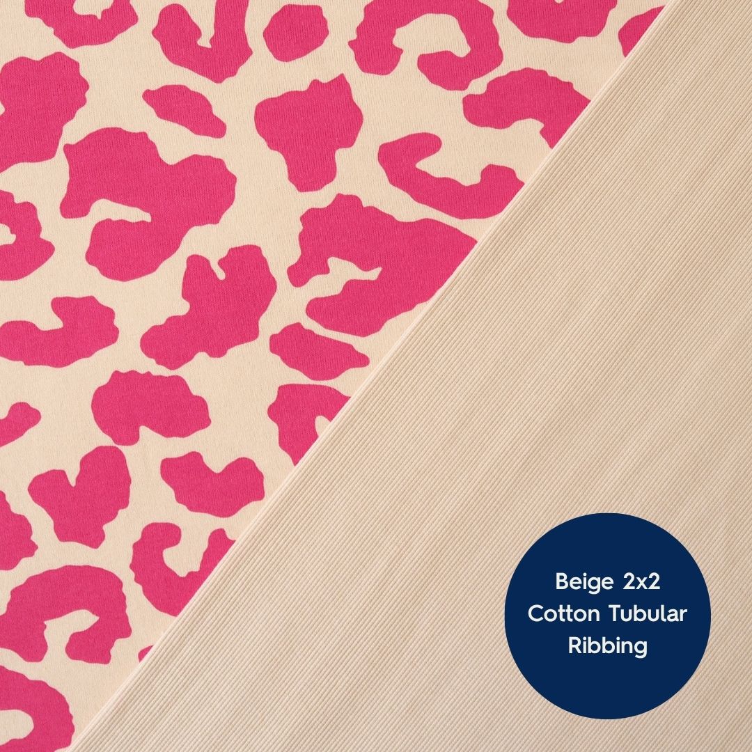 Flamingo Leopard Snuggly Fleeceback Organic Cotton Sweatshirting Dressmaking Fabric