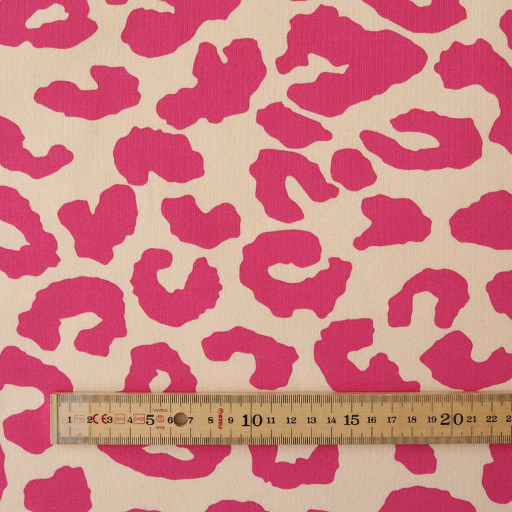Flamingo Leopard Snuggly Fleeceback Organic Cotton Sweatshirting Dressmaking Fabric