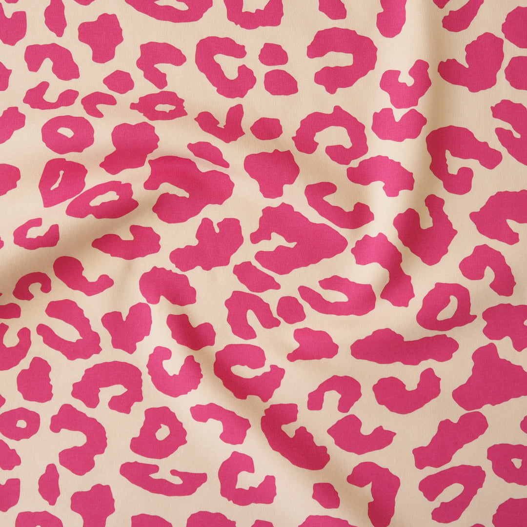 Flamingo Leopard Snuggly Fleeceback Organic Cotton Sweatshirting Dressmaking Fabric