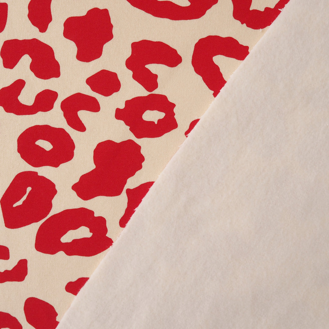 Salsa Leopard Snuggly Fleeceback Organic Cotton Sweatshirting Dressmaking Fabric