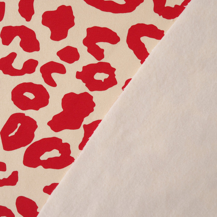 Salsa Leopard Snuggly Fleeceback Organic Cotton Sweatshirting Dressmaking Fabric