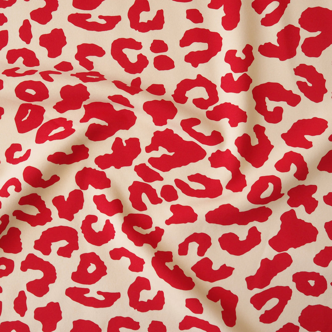 Salsa Leopard Snuggly Fleeceback Organic Cotton Sweatshirting Dressmaking Fabric