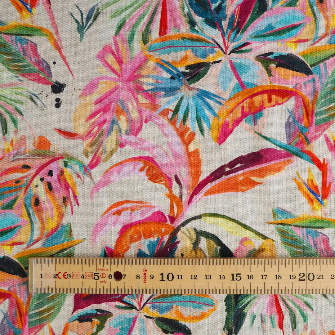 Tropical Oasis Viscose Linen dressmaking Fabric
