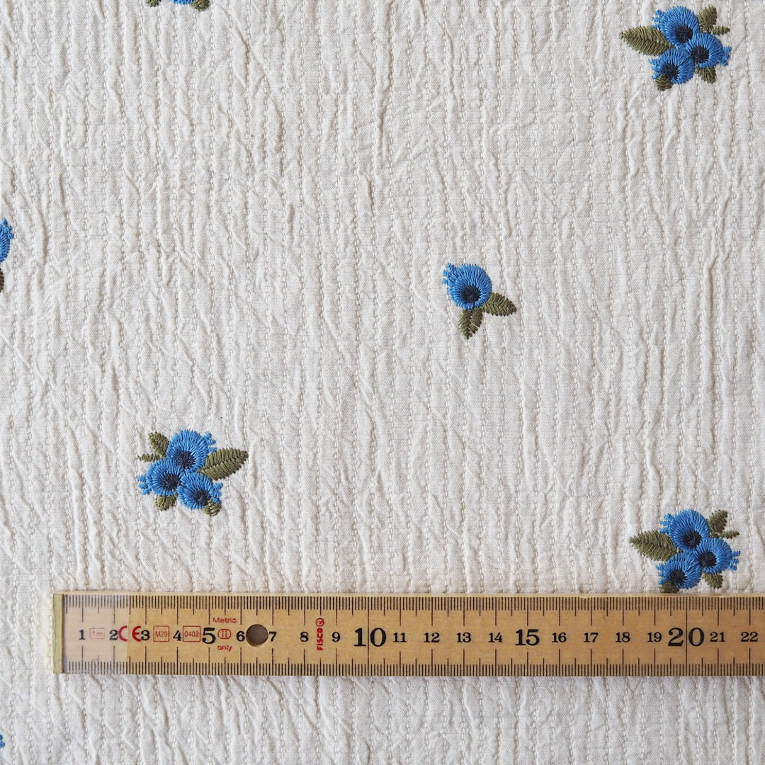 Blueberry Bunches Embroidered Cotton Double Gauze Fabric for dressmaking