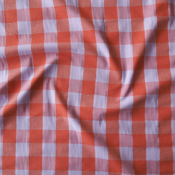 Lavender & Coral Yarn Dyed Cotton Check Fabric for dressmaking