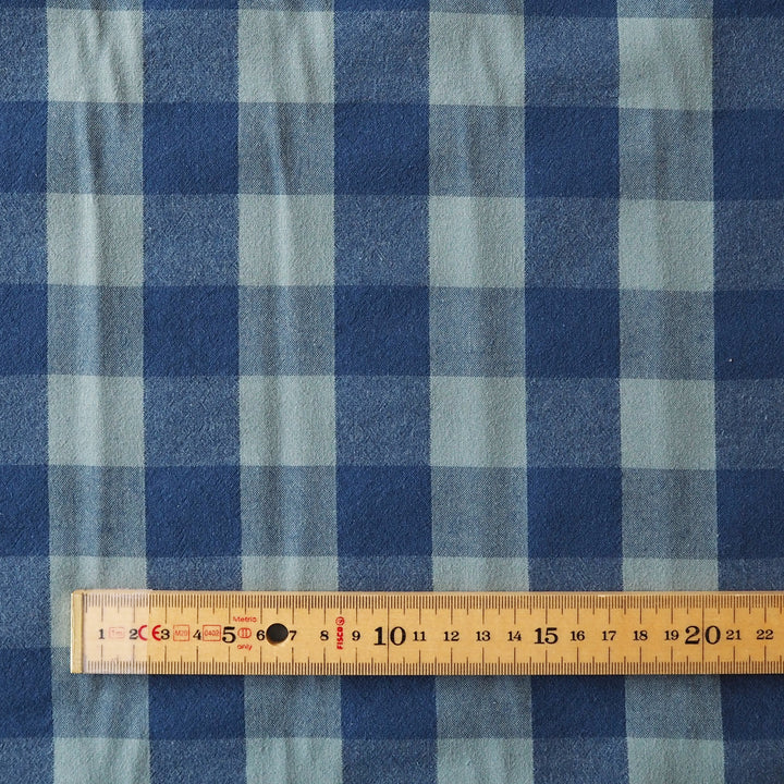 Teal & Navy Yarn Dyed Cotton Check Fabric for dressmaking