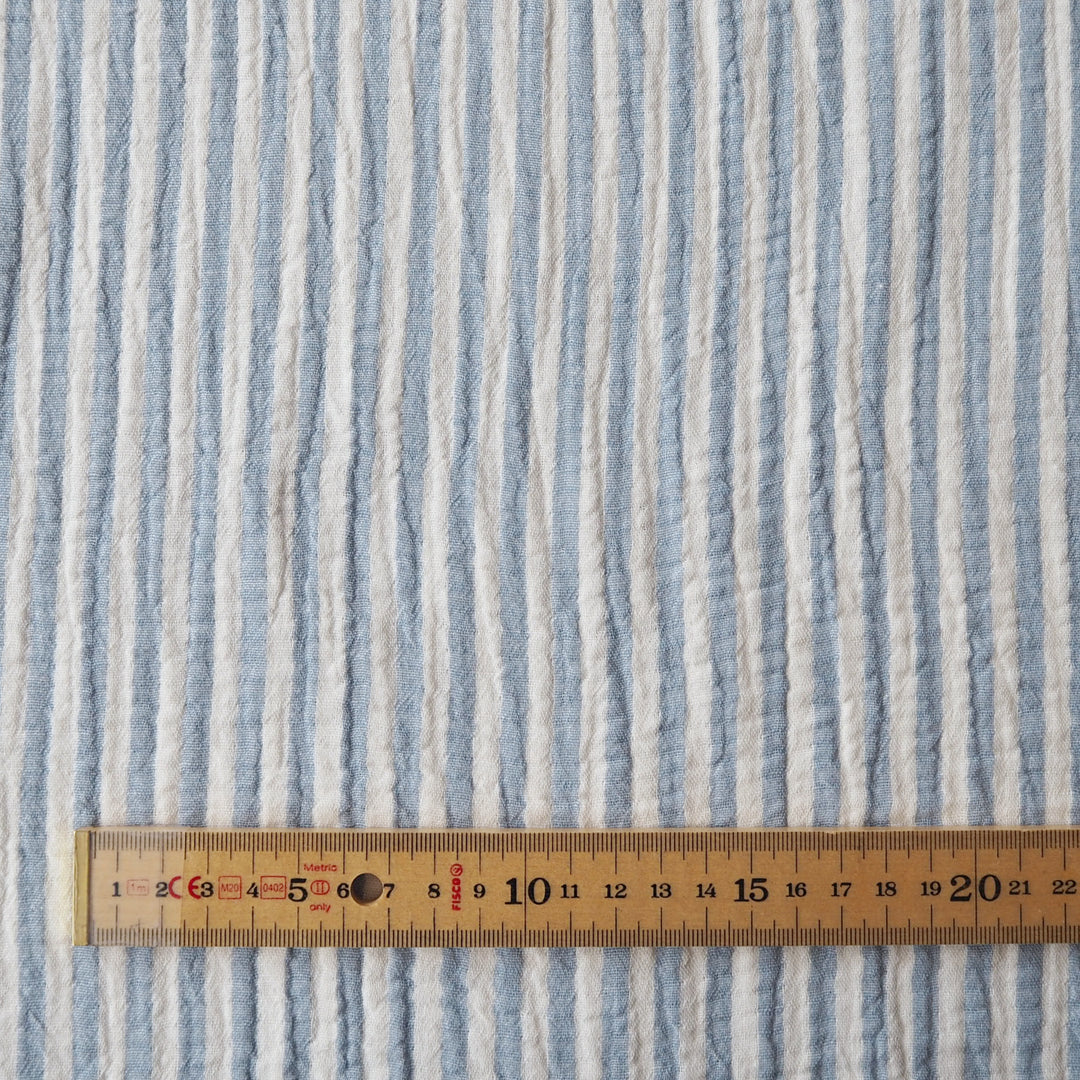 Sky Simple Stripe Yarn Dyed Cotton Double Gauze Fabric for dressmaking