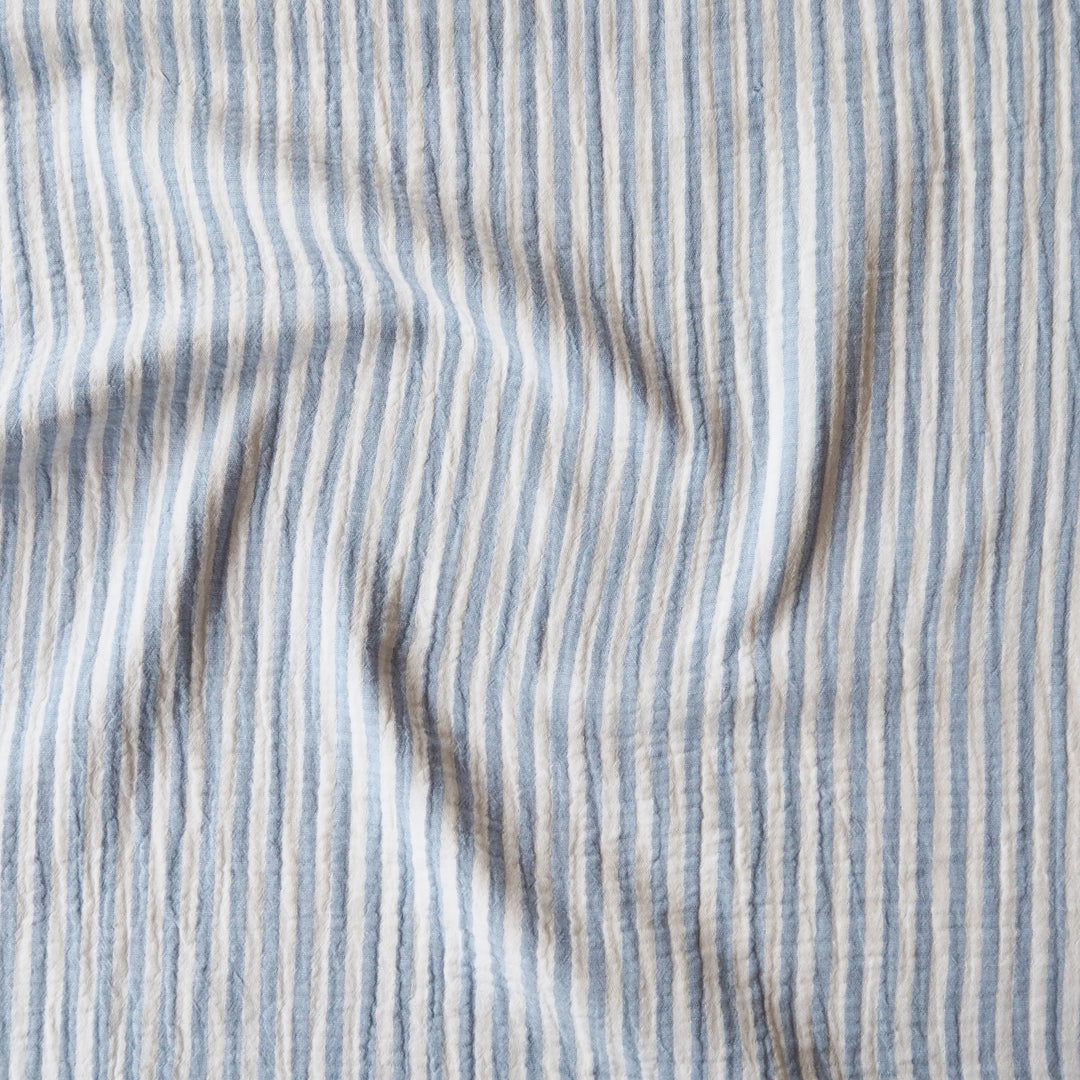 Sky Simple Stripe Yarn Dyed Cotton Double Gauze Fabric for dressmaking