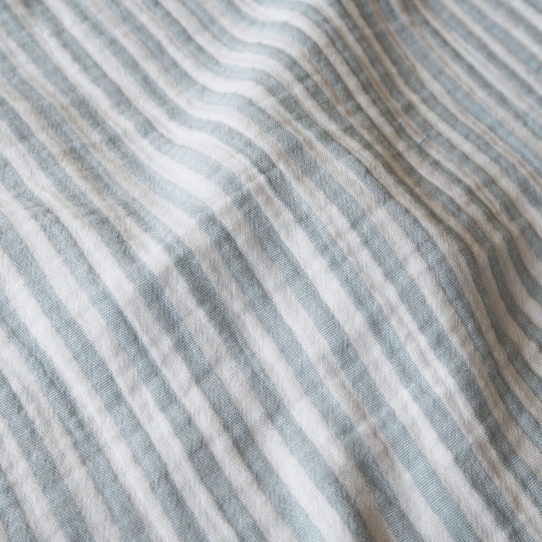 Mint Simple Stripe Yarn Dyed Cotton Double Gauze Fabric for dressmaking