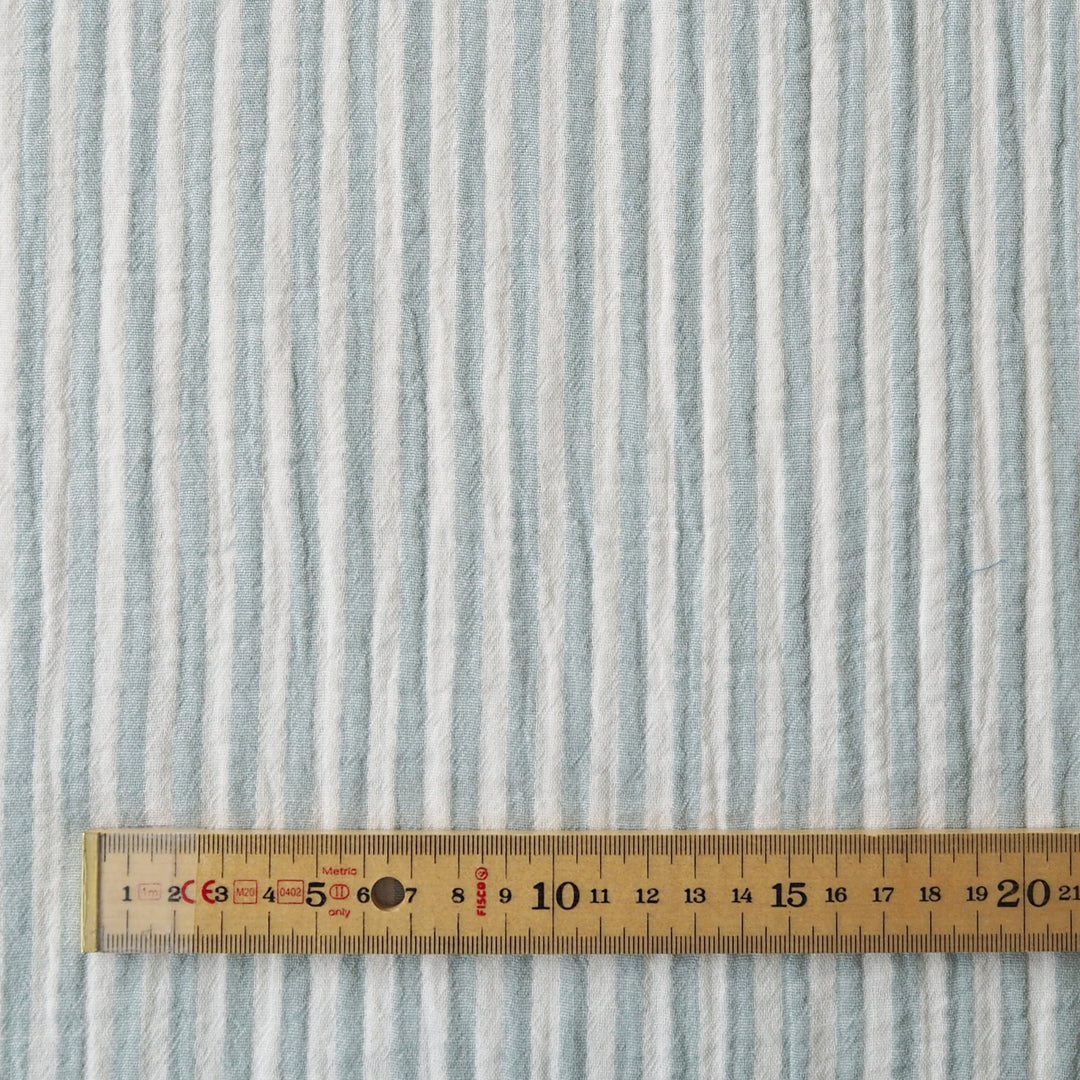 Mint Simple Stripe Yarn Dyed Cotton Double Gauze Fabric for dressmaking