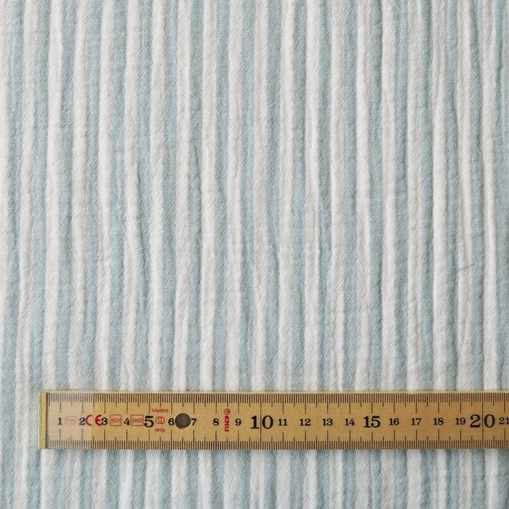 Mint Simple Stripe Yarn Dyed Cotton Double Gauze Fabric for dressmaking