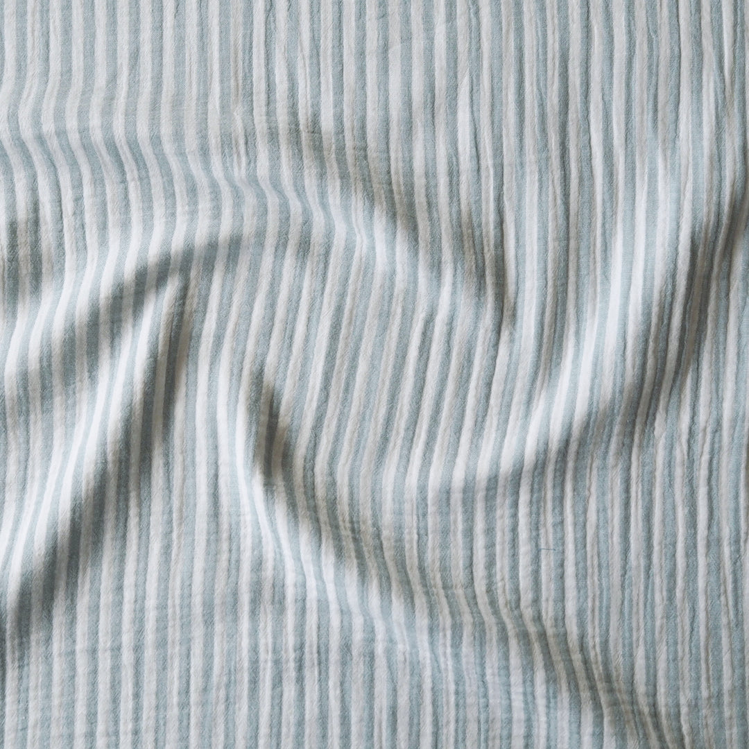 Mint Simple Stripe Yarn Dyed Cotton Double Gauze Fabric for dressmaking