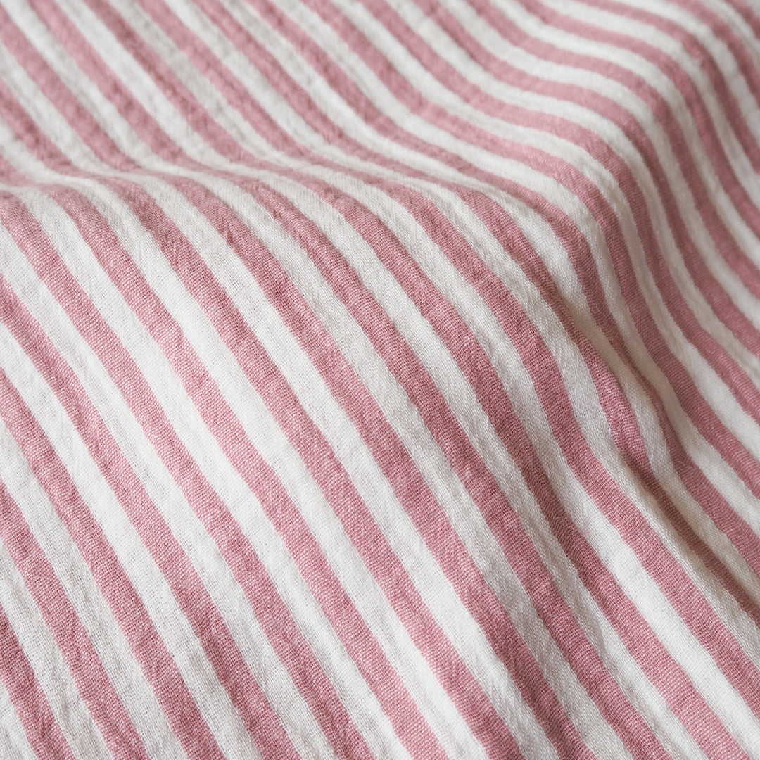 Carnation Simple Stripe Yarn Dyed Cotton Double Gauze Fabric for dressmaking