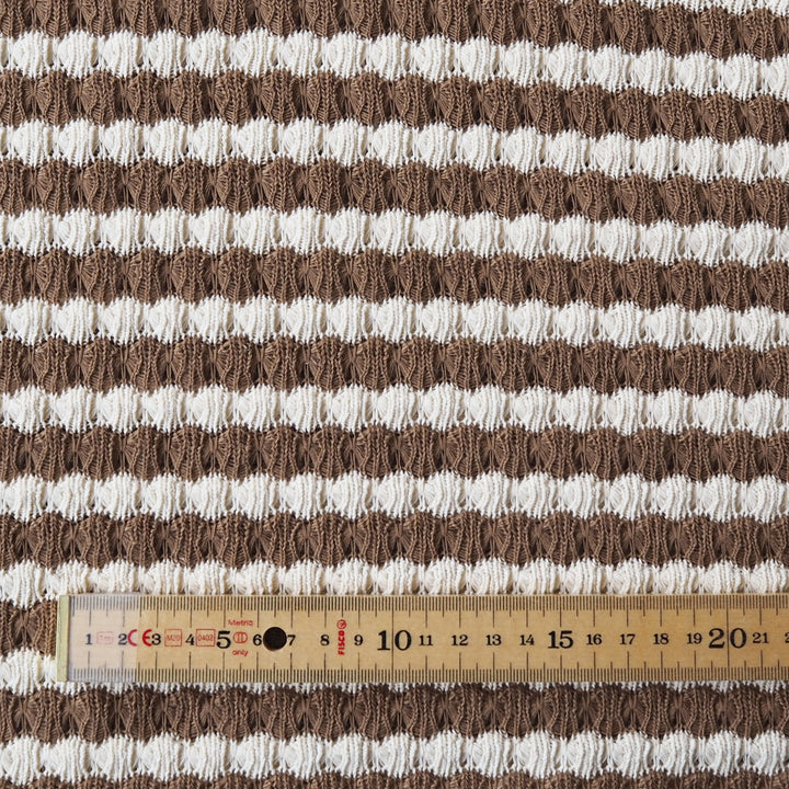 Fawn Jacquard Stripe Crochet Knitted Fabric for dressmaking